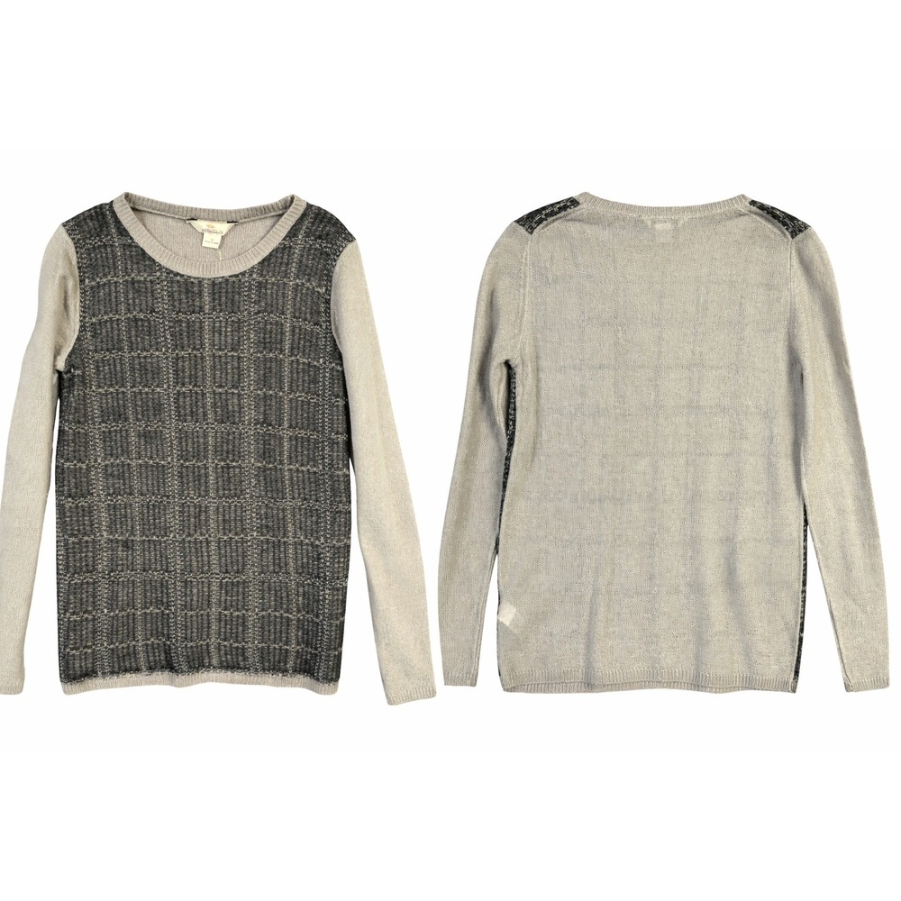 Bob Timberlake Sweater‎ Womens Ash Grey Plaid Mohair Blend Crewneck Knit New M